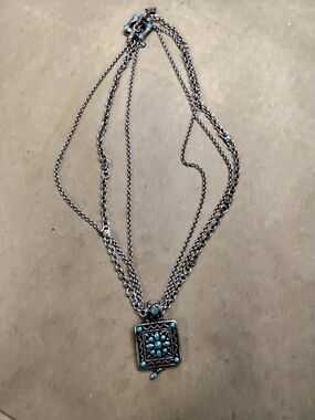 Brighton Silver-Tone Multi-Strand Necklace with Turquoise Accents 16" Long